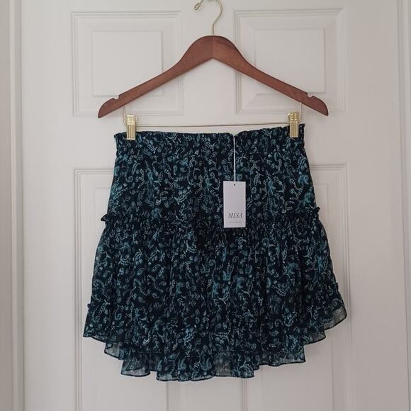 MISA Los Angeles Marion Teal Shimmer Mini Skirt Size M NWT - Picture 6 of 10